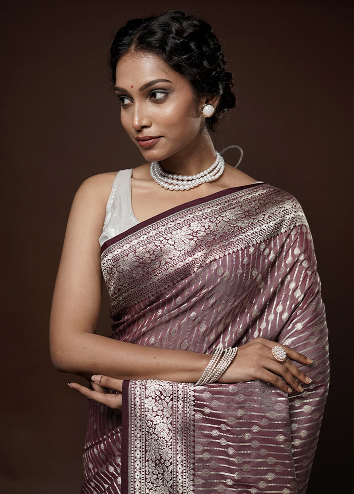 Brown Uppada Silk Saree With Blouse Piece