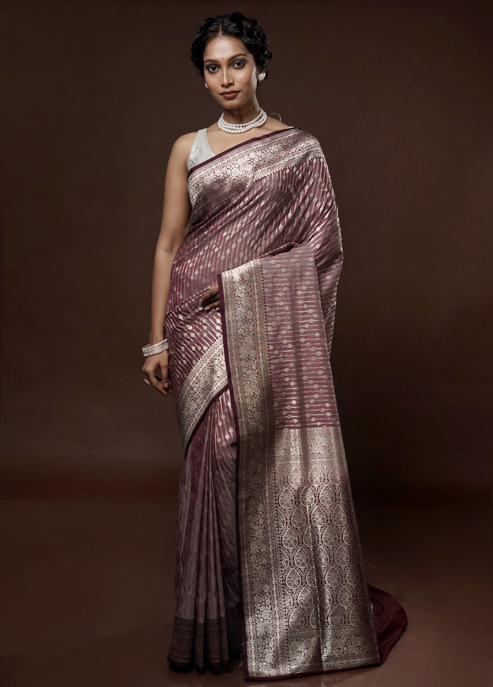 Brown Uppada Silk Saree With Blouse Piece