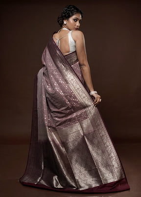 Brown Uppada Silk Saree With Blouse Piece - Indian Silk House Agencies