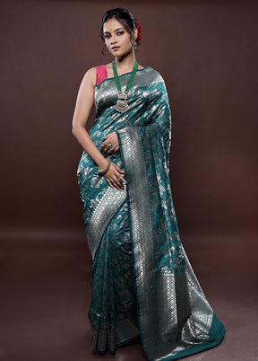 Green Uppada Silk Saree Without Blouse Piece - Indian Silk House Agencies