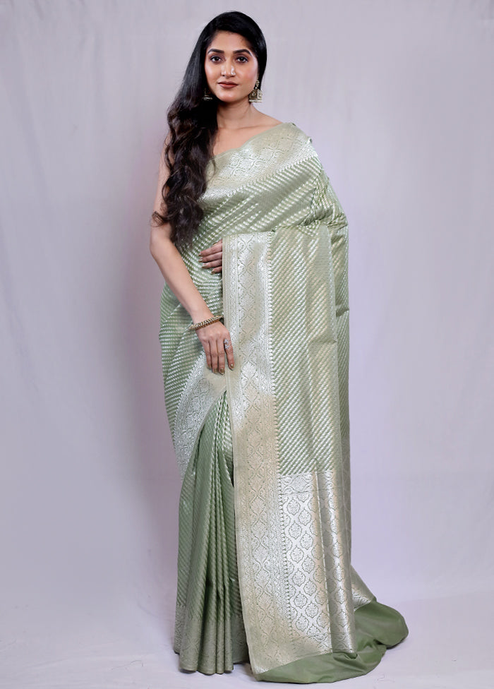 Green Uppada Silk Saree With Blouse Piece - Indian Silk House Agencies
