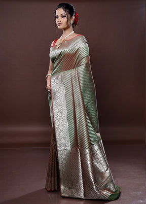 Green Uppada Silk Saree Without Blouse Piece - Indian Silk House Agencies