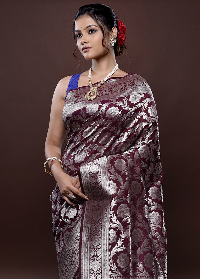 Purple Uppada Silk Saree Without Blouse Piece
