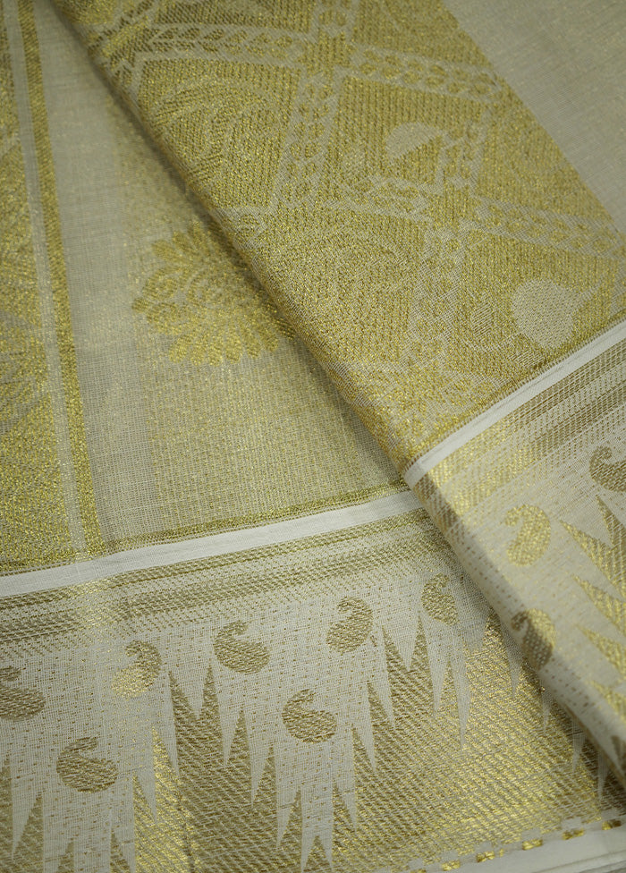 Cream Tissue Silk Saree With Blouse Piece