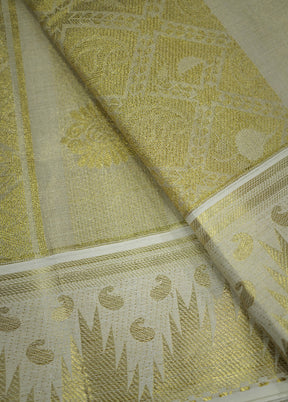 Cream Tissue Silk Saree With Blouse Piece - Indian Silk House Agencies