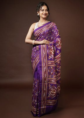 Purple Kantha Stitch Silk Saree With Blouse Piece - Indian Silk House Agencies