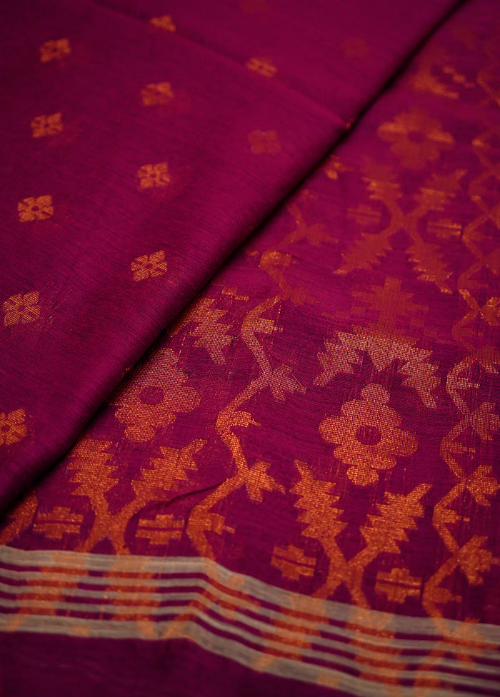 Purple Khadi Cotton Saree Without Blouse Piece - Indian Silk House Agencies
