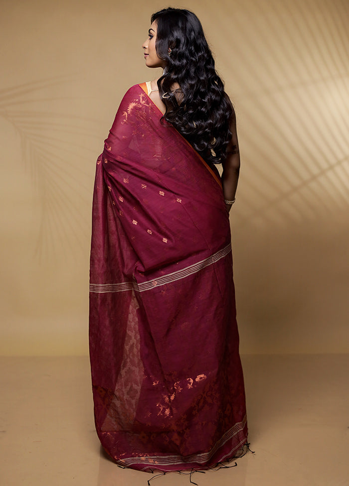 Purple Khadi Cotton Saree Without Blouse Piece - Indian Silk House Agencies