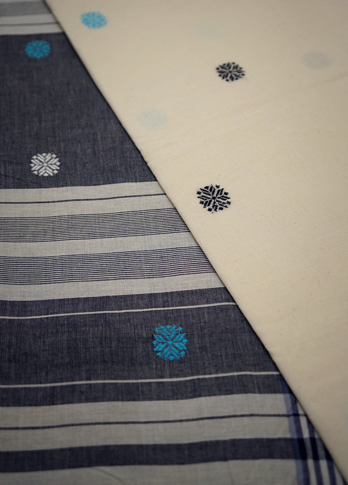 Grey Khadi Cotton Saree Without Blouse Piece - Indian Silk House Agencies