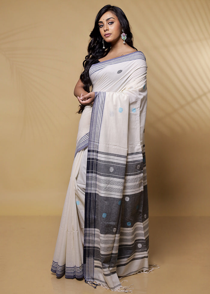 Grey Khadi Cotton Saree Without Blouse Piece - Indian Silk House Agencies