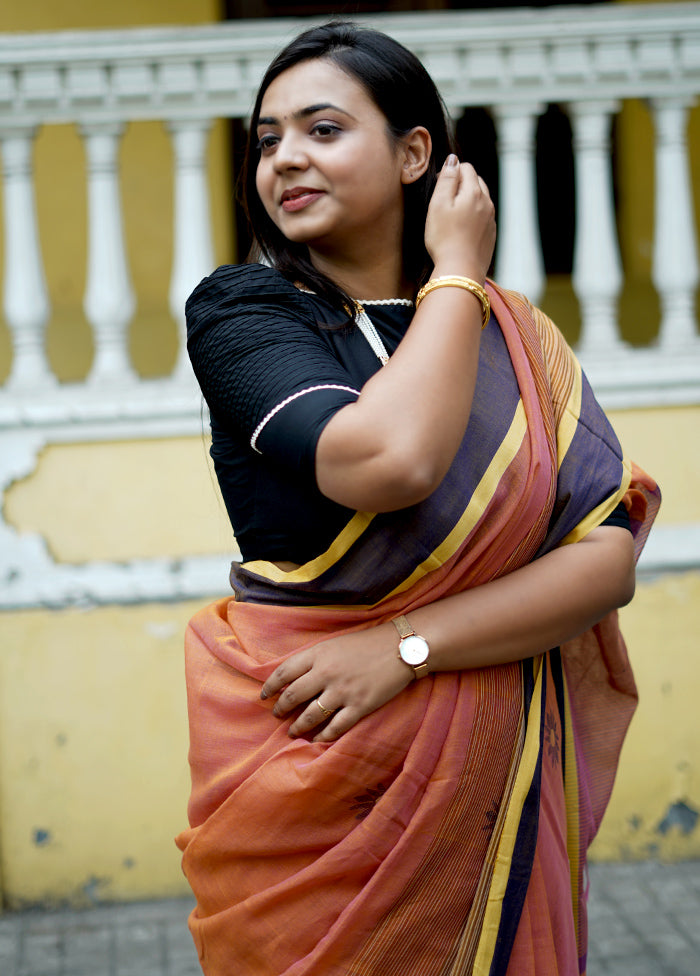 Yellow And Pink Dual Tone Khadi Cotton Saree With Blouse Piece - Indian Silk House Agencies
