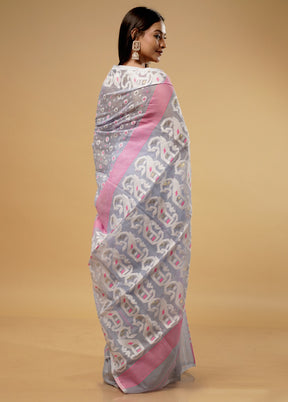 Grey Tant Jamdani Saree Without Blouse Piece