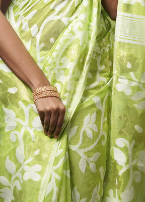 Green Tant Jamdani Saree Without Blouse Piece