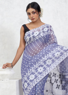 Grey Tant Jamdani Saree Without Blouse Piece