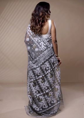 Grey Tant Jamdani Saree Without Blouse Piece - Indian Silk House Agencies