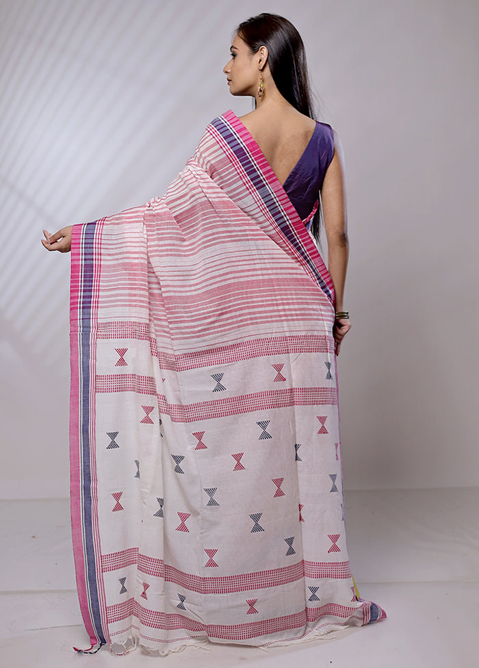 Cream Khaddi Banarasi Silk Saree With Blouse Piece