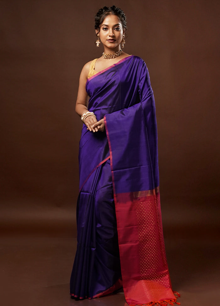 Blue Kanjivaram Pure Silk Saree With Blouse Piece