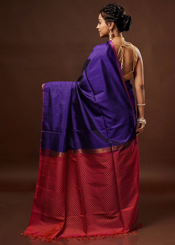 Blue Kanjivaram Pure Silk Saree With Blouse Piece