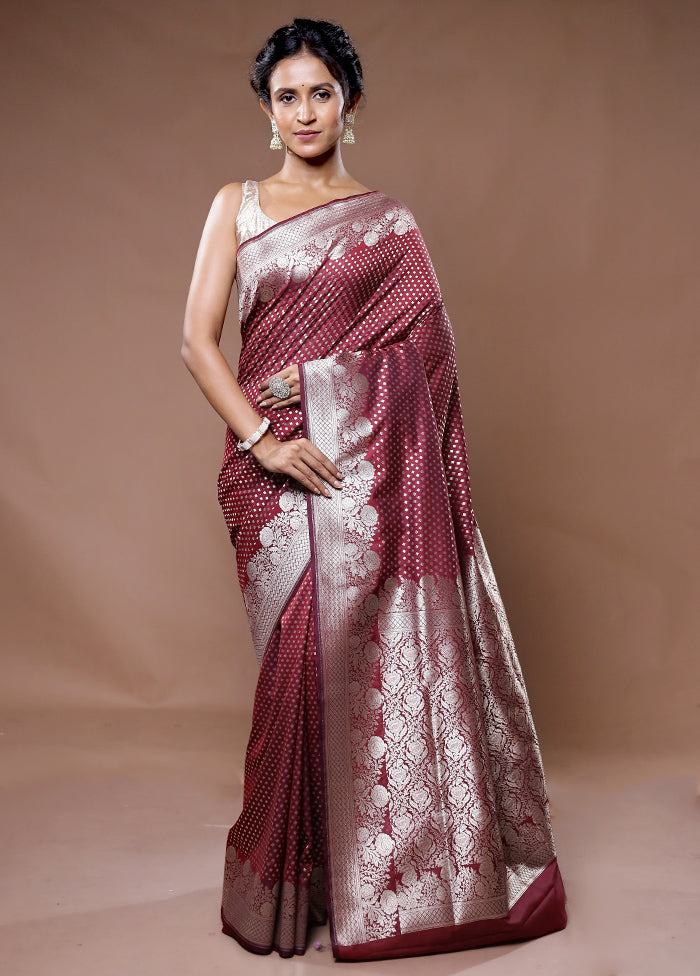 Maroon Uppada Silk Saree With Blouse Piece - Indian Silk House Agencies