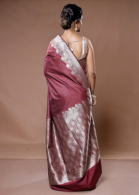 Maroon Uppada Silk Saree With Blouse Piece - Indian Silk House Agencies