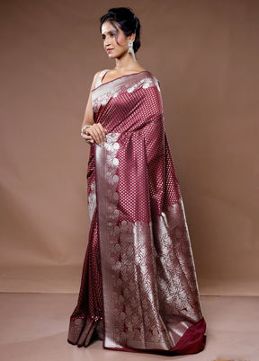 Maroon Uppada Silk Saree With Blouse Piece - Indian Silk House Agencies