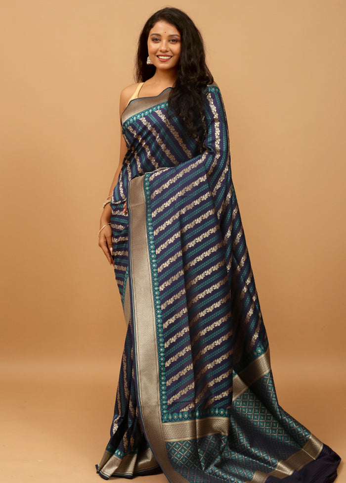 Blue Tanchoi Silk Saree With Blouse Piece