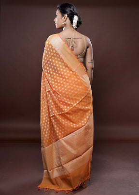 Orange Cotton Saree Without Blouse Piece - Indian Silk House Agencies