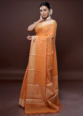 Orange Cotton Saree Without Blouse Piece - Indian Silk House Agencies