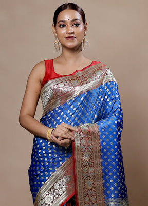 Blue Georgette Saree With Blouse Piece