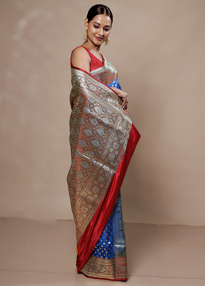 Blue Georgette Saree With Blouse Piece