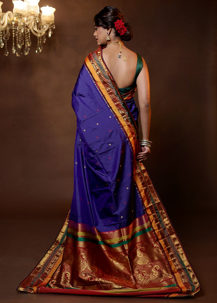 Blue Kanjivaram Silk Saree With Blouse Piece