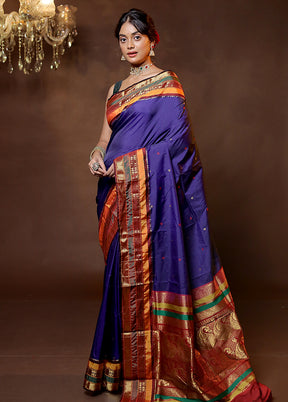 Blue Kanjivaram Silk Saree With Blouse Piece