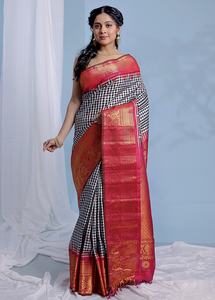 Multicolor Gadwal Pure Silk Saree Without Blouse Piece - Indian Silk House Agencies