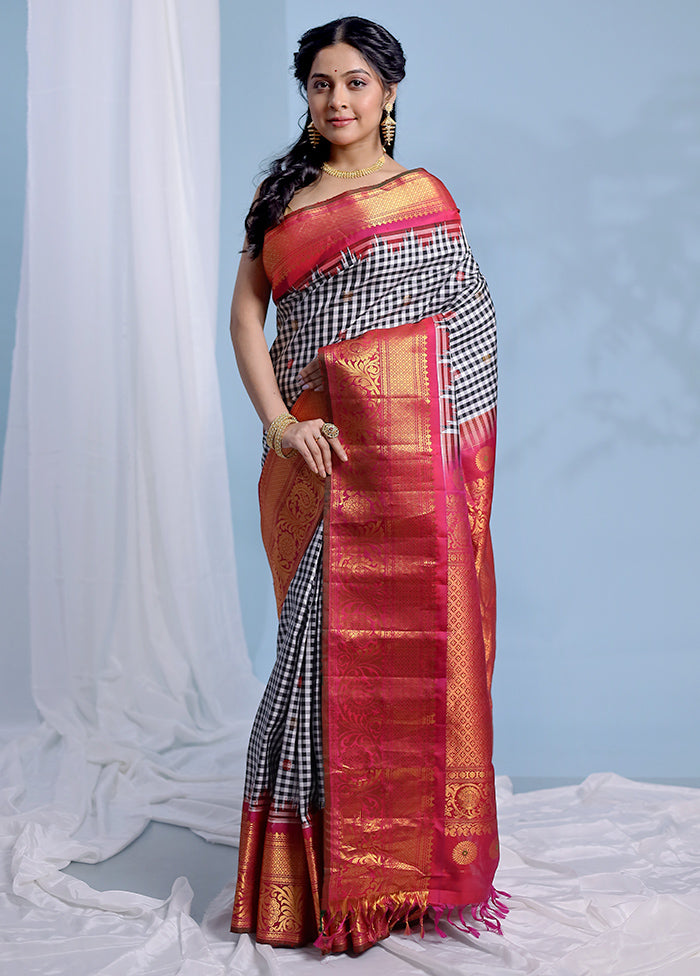 Multicolor Gadwal Pure Silk Saree Without Blouse Piece