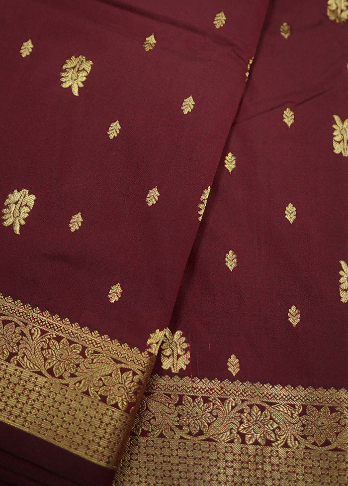 Maroon Kanjivaram Silk Saree With Blouse Piece