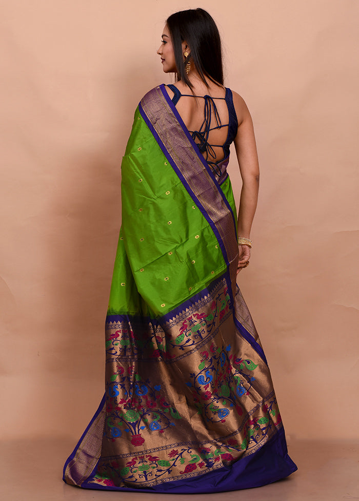 Green Paithani Kanjivaram Silk Saree With Blouse Piece - Indian Silk House Agencies