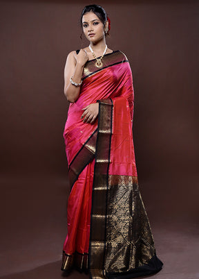 Pink Kanjivaram Silk Saree Without Blouse Piece - Indian Silk House Agencies