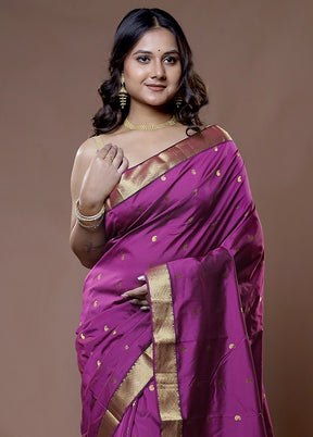 Pink Kanjivaram Silk Saree With Blouse Piece - Indian Silk House Agencies