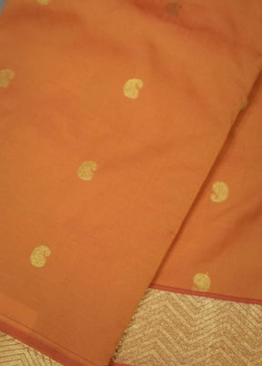 Orange Kanjivaram Silk Saree With Blouse Piece