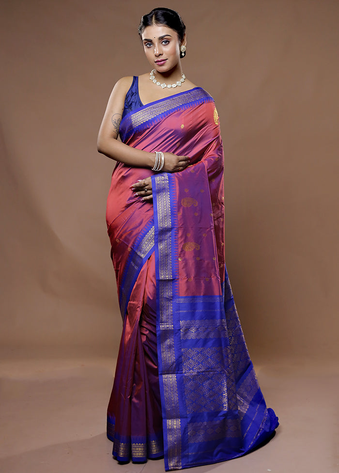 Maroon Kanjivaram Silk Saree With Blouse Piece - Indian Silk House Agencies