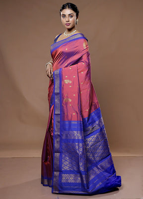 Maroon Kanjivaram Silk Saree With Blouse Piece - Indian Silk House Agencies