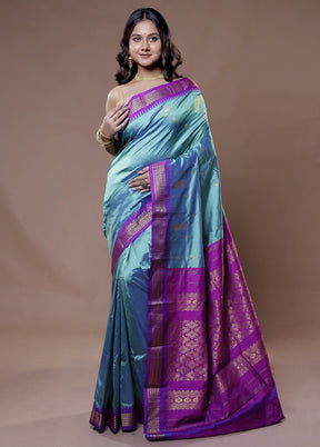 Green Kanjivaram Silk Saree With Blouse Piece - Indian Silk House Agencies