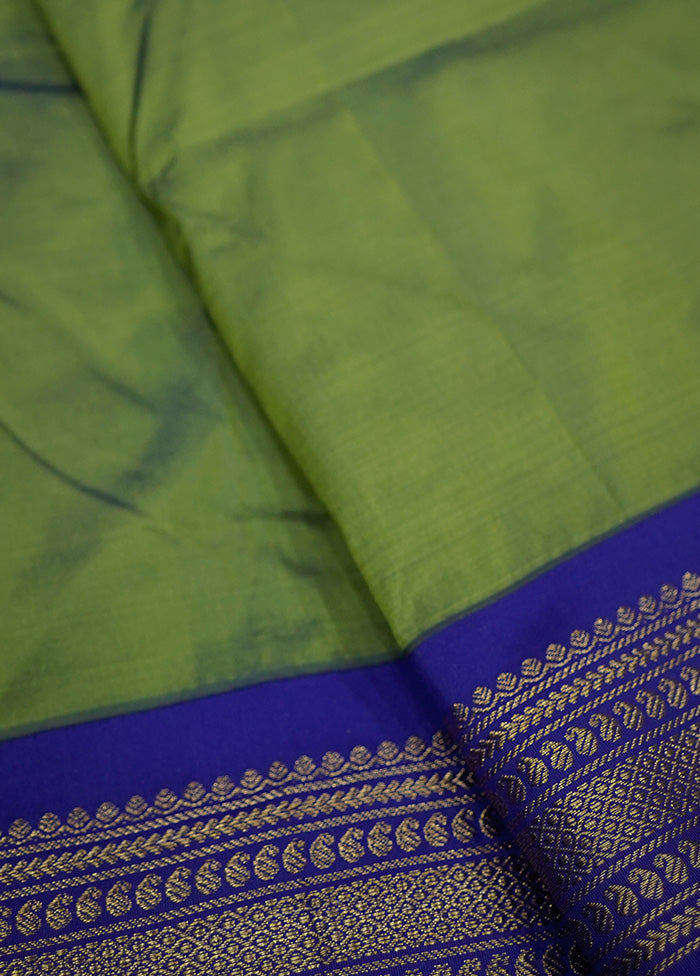 Green Kanjivaram Silk Saree With Blouse Piece