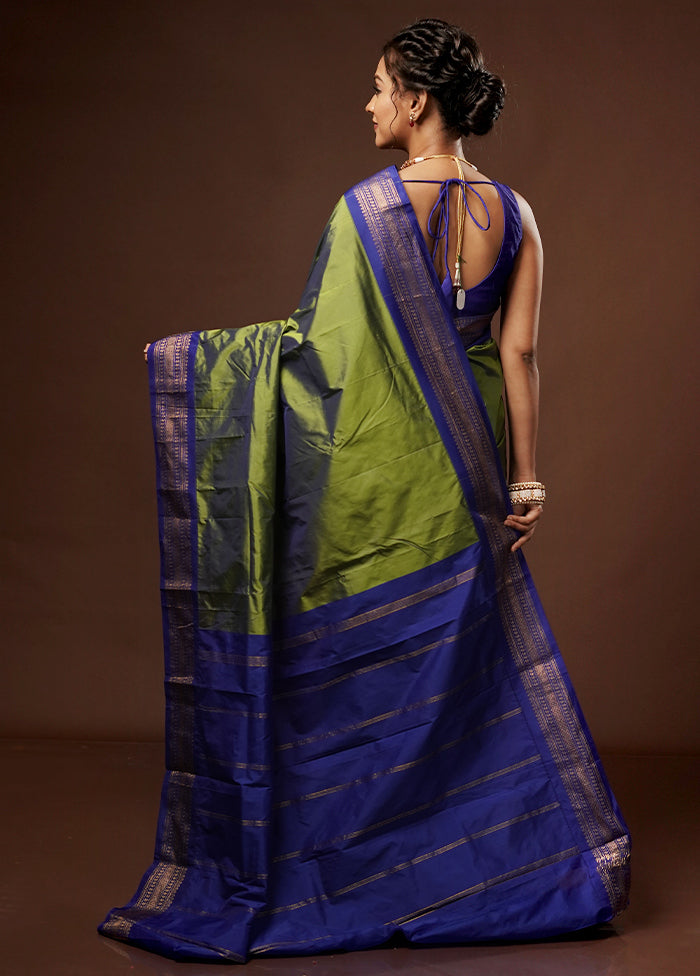 Green Kanjivaram Silk Saree With Blouse Piece - Indian Silk House Agencies