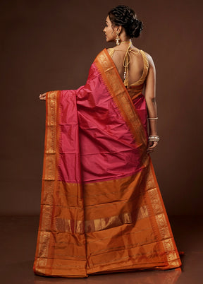 Pink Kanjivaram Silk Saree With Blouse Piece - Indian Silk House Agencies