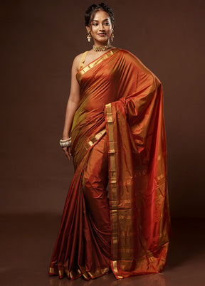 Orange Kanjivaram Silk Saree With Blouse Piece