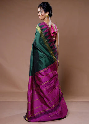 Green Kanjivaram Silk Saree With Blouse Piece