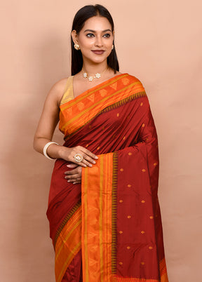 Maroon Kanjivaram Silk Saree With Blouse Piece