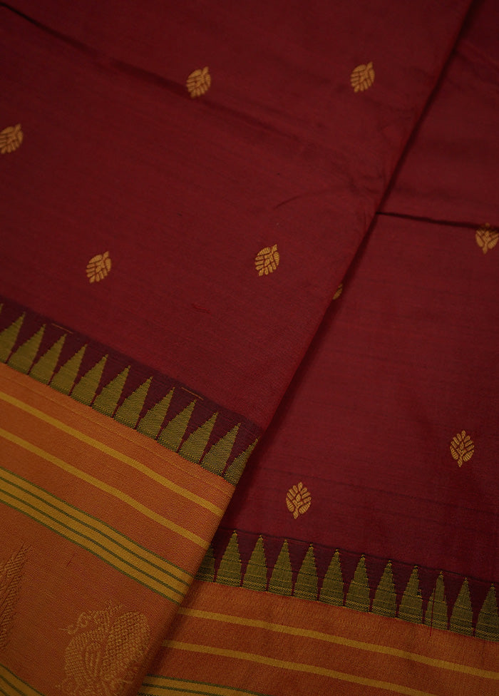 Maroon Kanjivaram Silk Saree With Blouse Piece