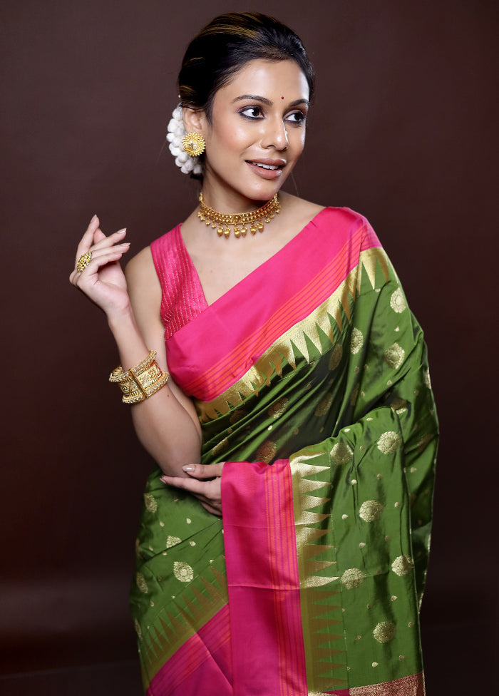 Green Kanjivaram Silk Saree Without Blouse Piece